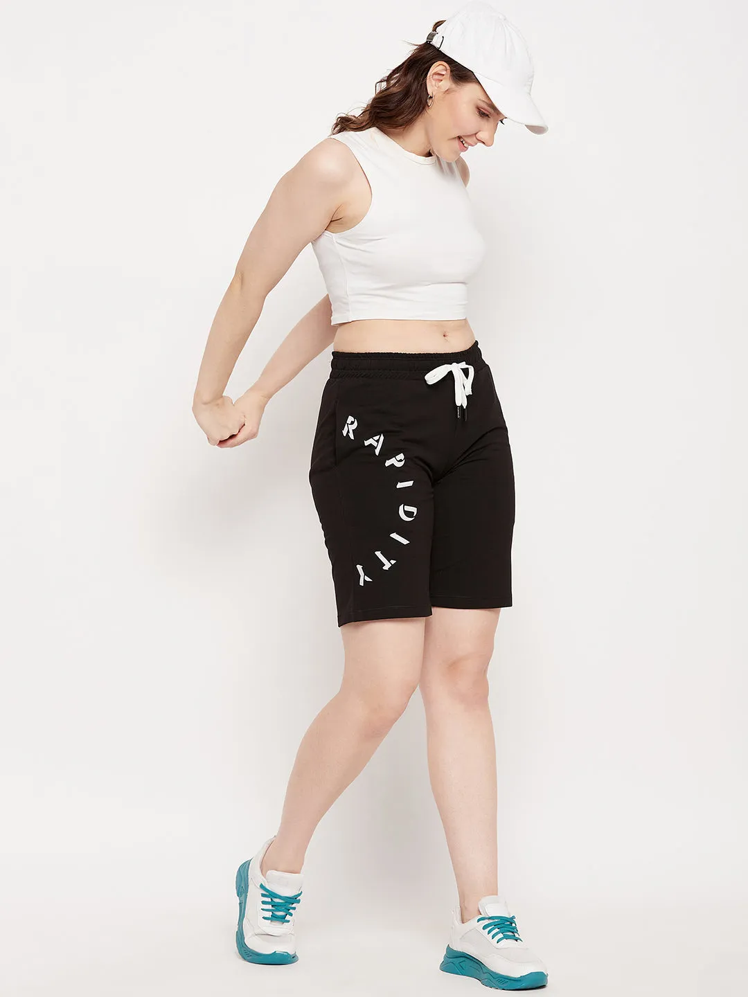 mSECRET Black Typography  Cotton Shorts