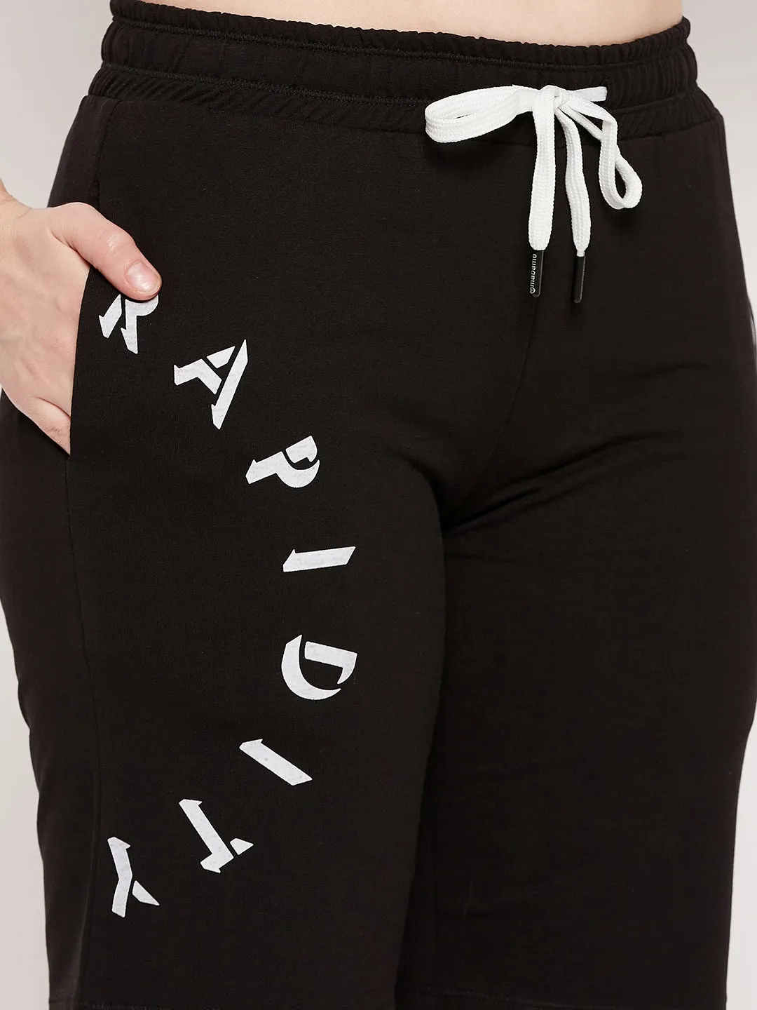 mSECRET Black Typography  Cotton Shorts