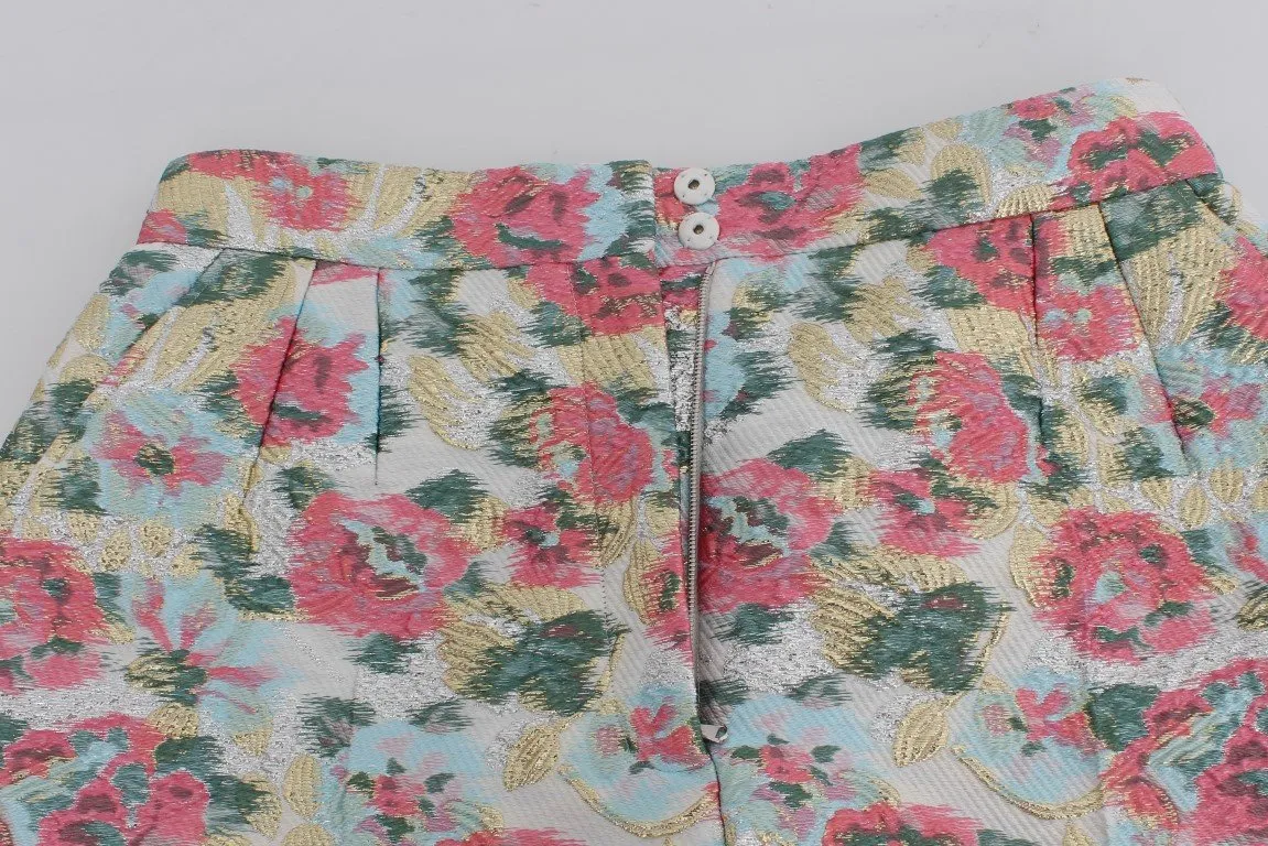 Multicolor Floral Brocade Shorts