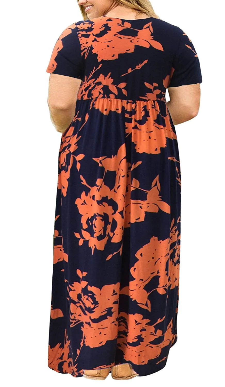 Nemidor Women Short Sleeve Loose Plain Casual Plus Size Long Maxi Dress with Pockets
