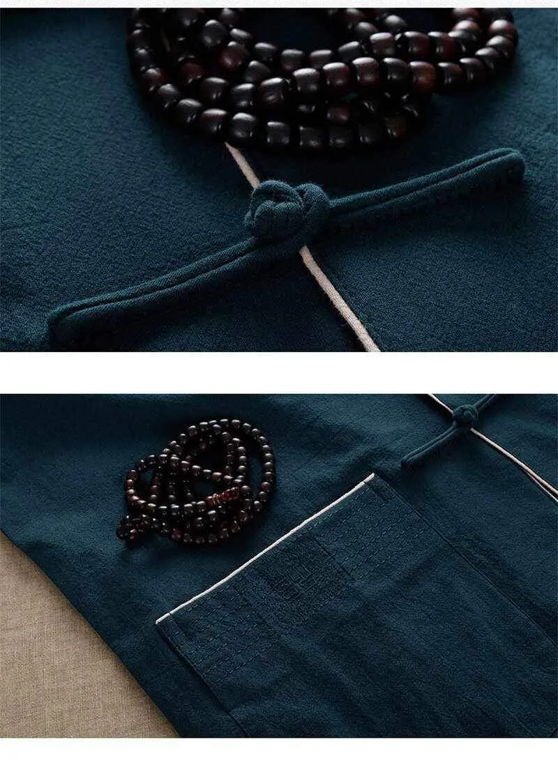 Neo Classic Contrast Mandarin Kung Fu Button Jacket