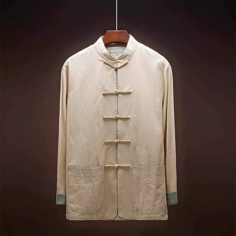 Neo Classic Contrast Mandarin Kung Fu Button Jacket