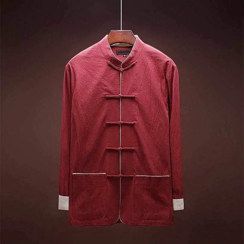 Neo Classic Contrast Mandarin Kung Fu Button Jacket