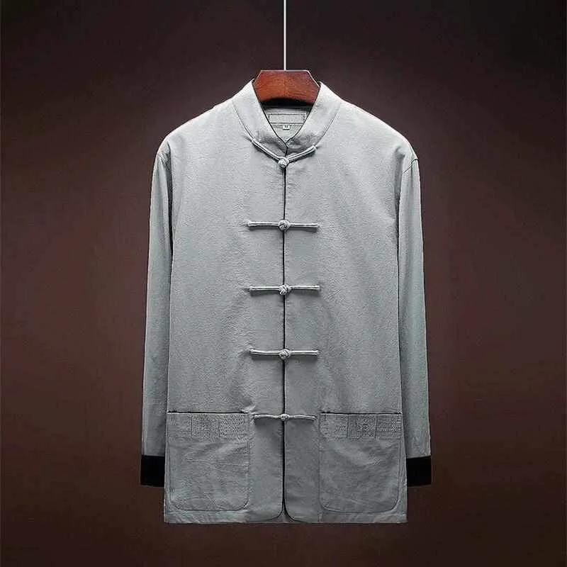 Neo Classic Contrast Mandarin Kung Fu Button Jacket