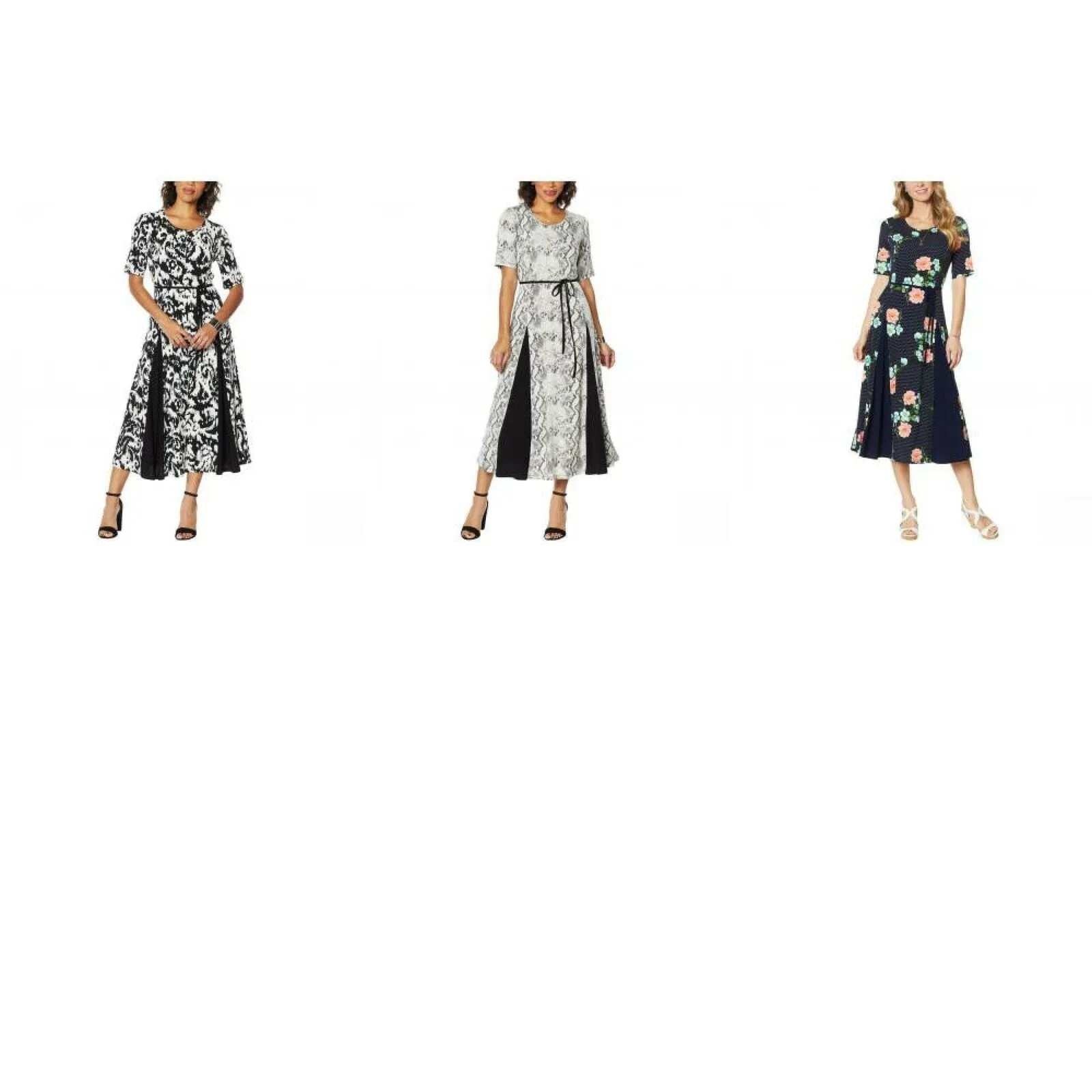 Nina Leonard Women's Nicole Belted Midi Dress With Godet Detail