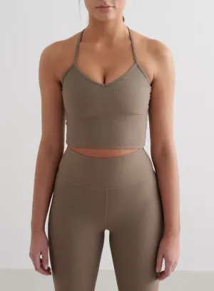Nougat Ribbed Performance Bralette