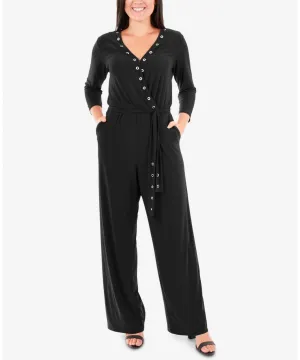 NWT NY Collection Women's Grommet Wide Leg Knit Jumpsuit. MITU6510 X-Large