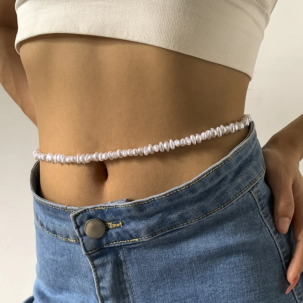 Pearl & 18K Gold-Plated Waist Chain