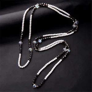 Pearl & Black Acrylic Beaded Necklace