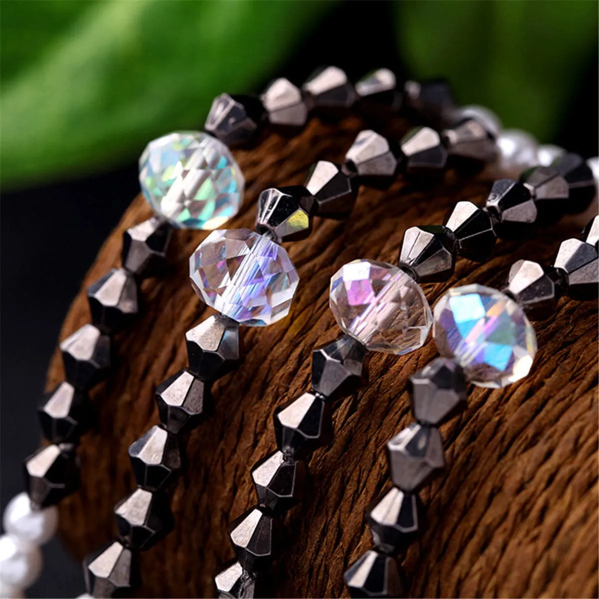 Pearl & Black Acrylic Beaded Necklace