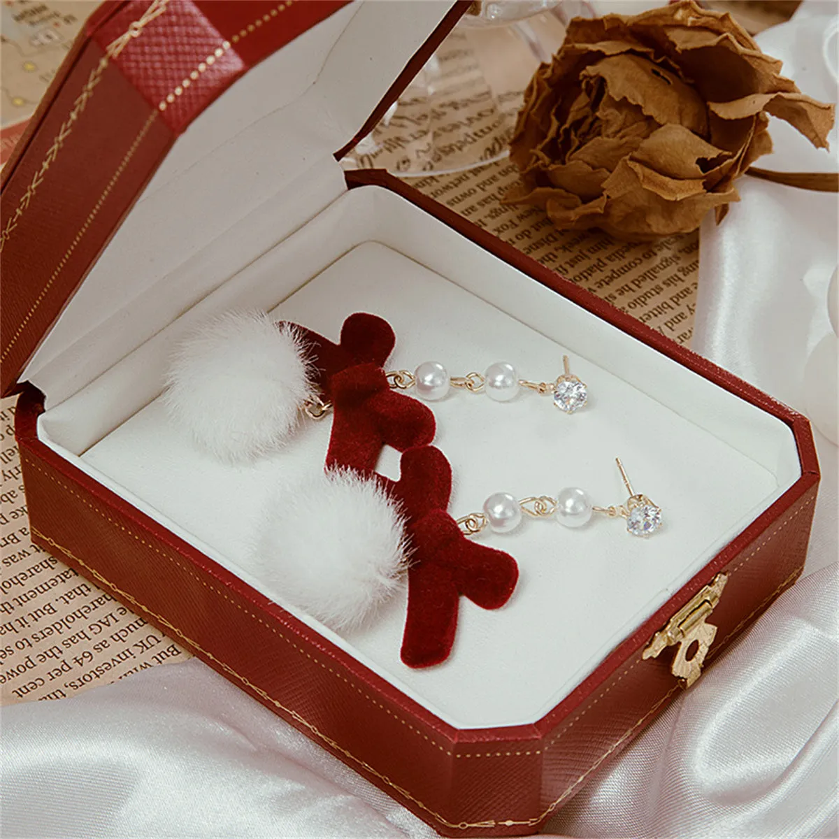 Pearl & Cubic Zirconia 18K Gold-Plated Bow Pom-Pom Drop Earrings