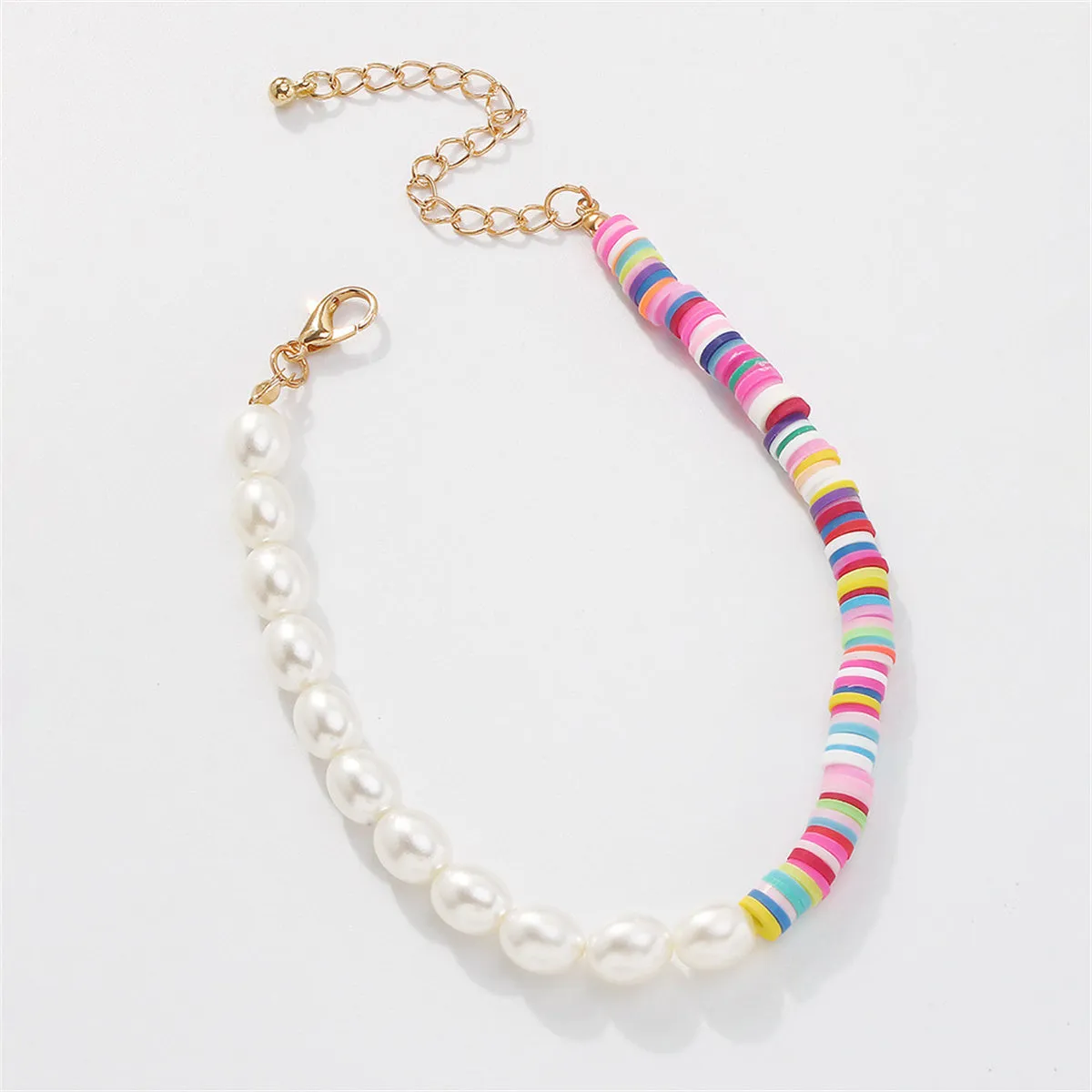 Pearl & Multicolor Polymer Clay 18K Gold-Plated Beaded Bracelet