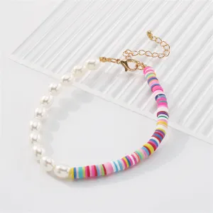 Pearl & Multicolor Polymer Clay 18K Gold-Plated Beaded Bracelet
