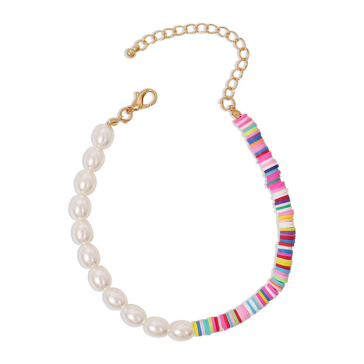 Pearl & Multicolor Polymer Clay 18K Gold-Plated Beaded Bracelet
