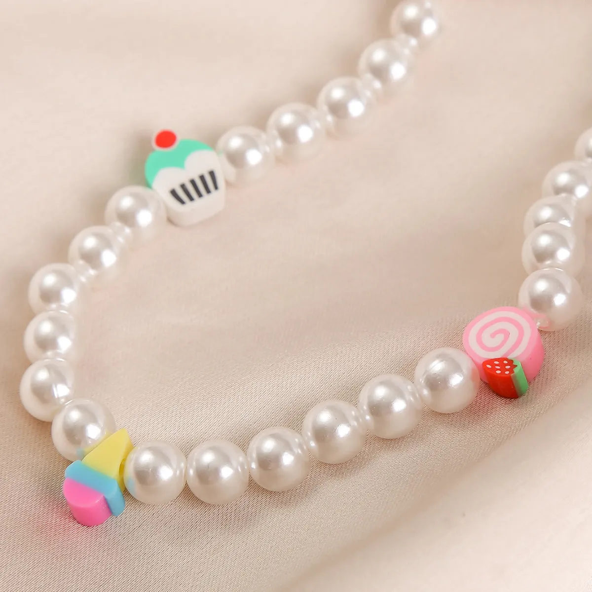 Pearl & Polymer Clay 18K Gold-Plated Dessert Necklace