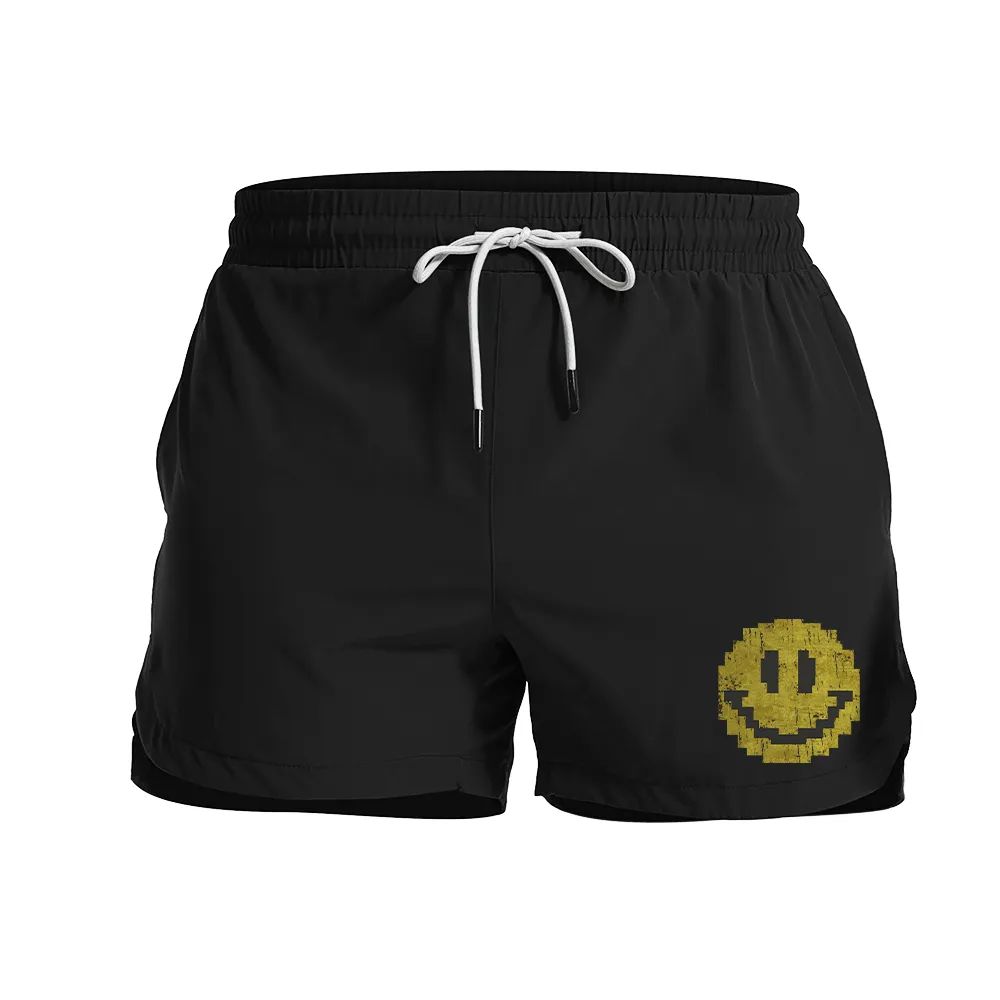 Pixel Smiley Face Graphic Shorts