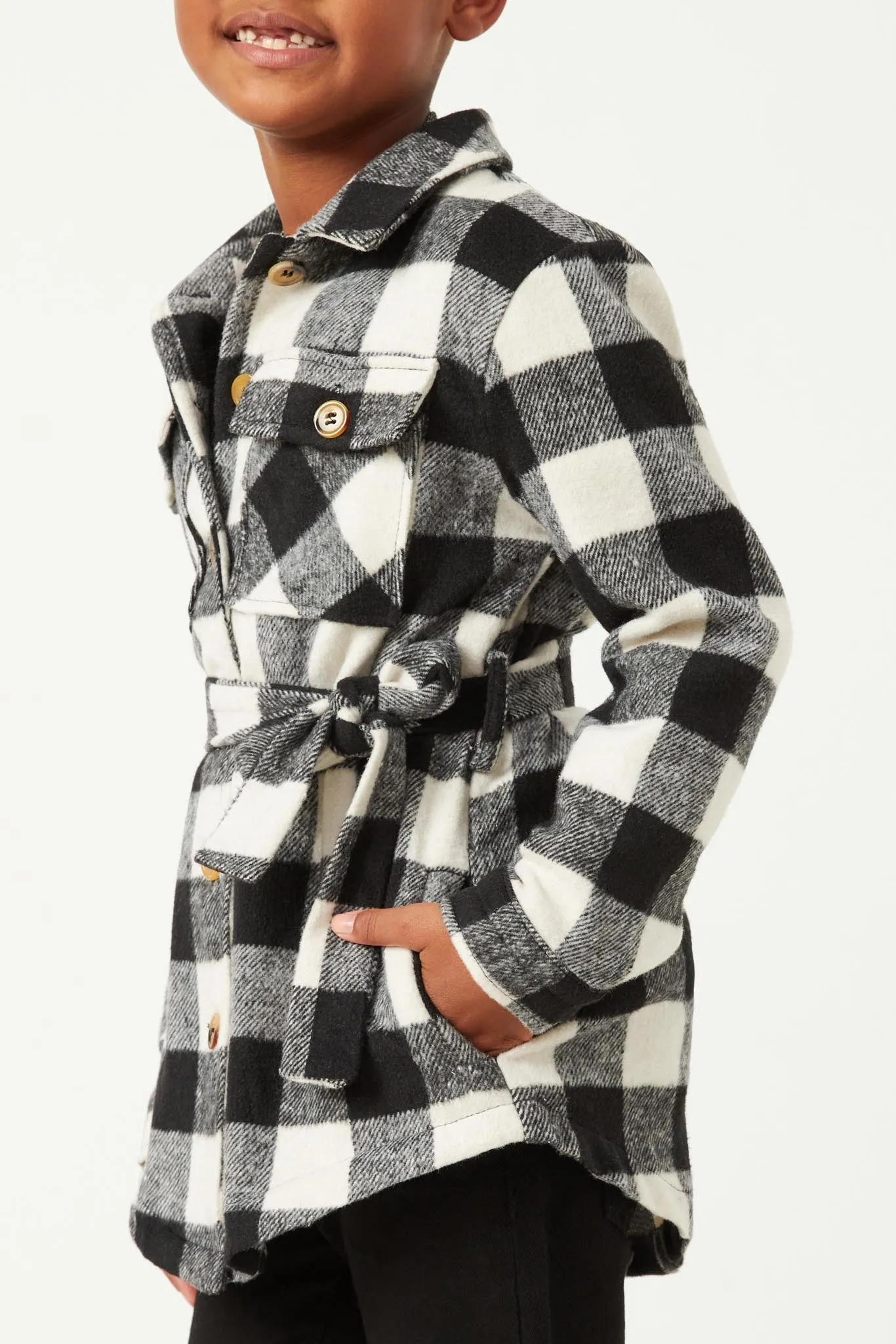 Plaid Belted Long Length Shacket
