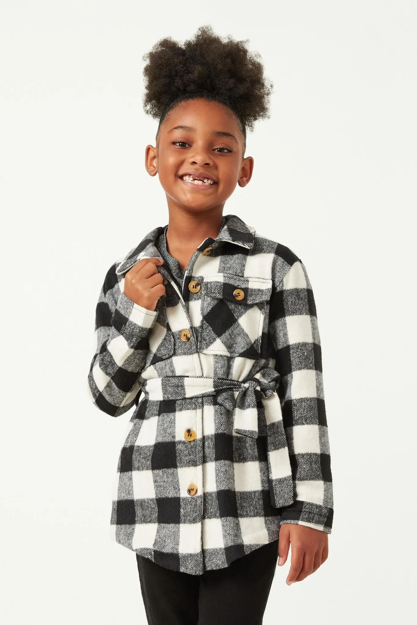 Plaid Belted Long Length Shacket