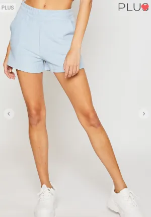 Plus Size High Rise Ribbed Shorts