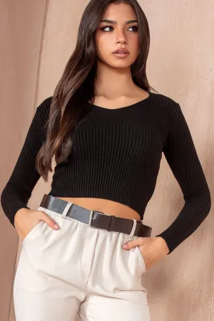 Poppy Black Knit Top
