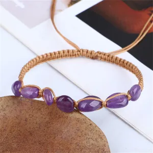 Purple Quartz & Brown Adjustable Bracelet