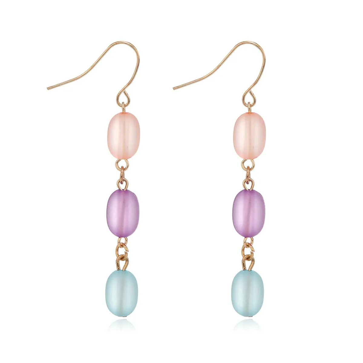 Purple Resin & 18K Gold-Plated Round Dangle Earrings