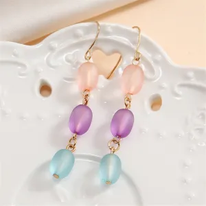 Purple Resin & 18K Gold-Plated Round Dangle Earrings