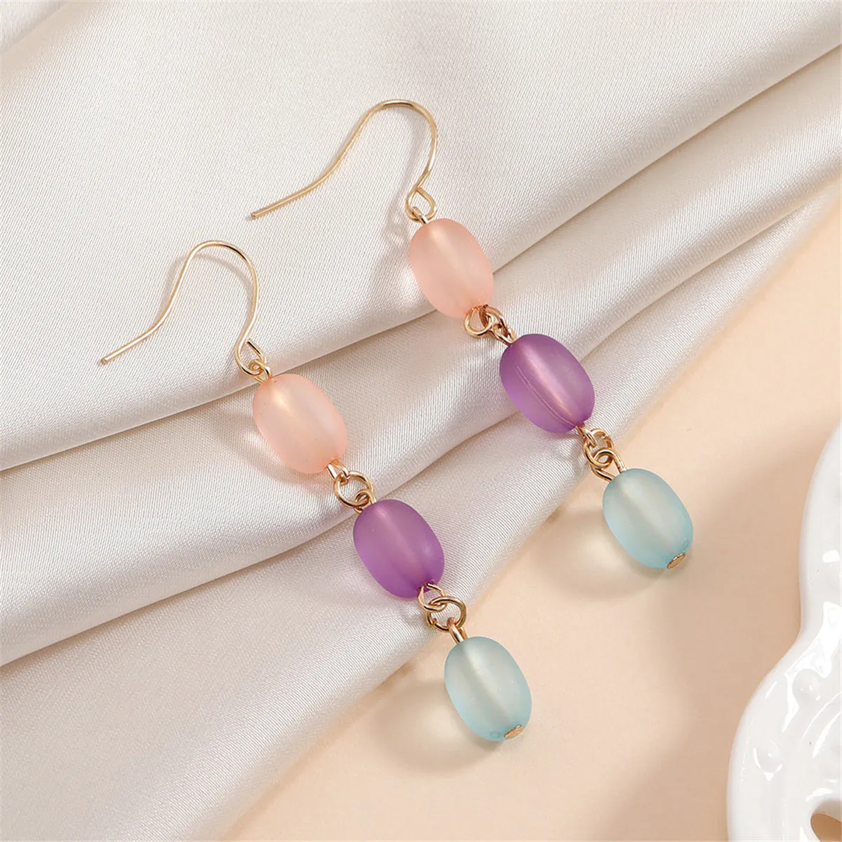 Purple Resin & 18K Gold-Plated Round Dangle Earrings