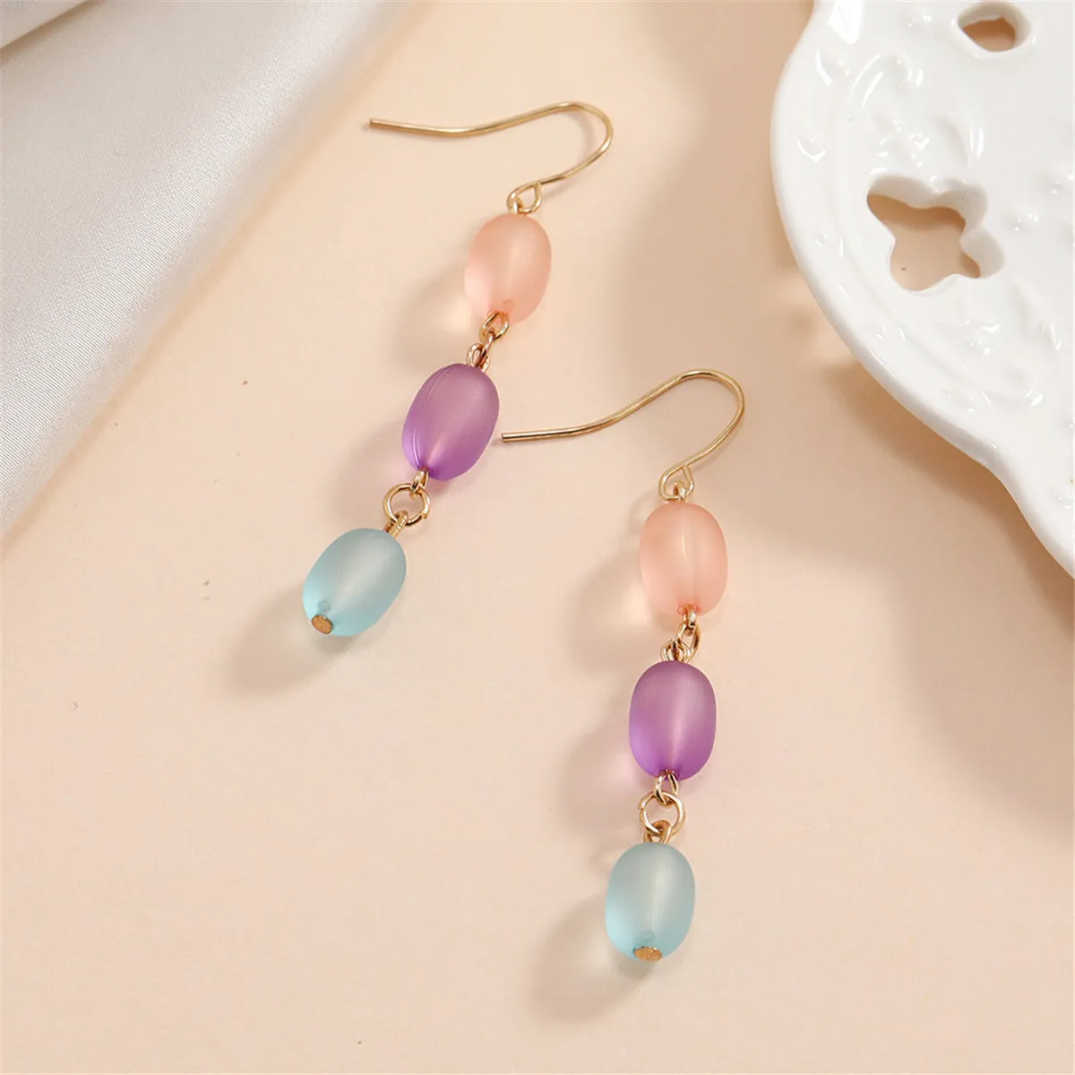 Purple Resin & 18K Gold-Plated Round Dangle Earrings