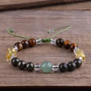 Quartz & Multicolor Beaded Adjustable Bracelet