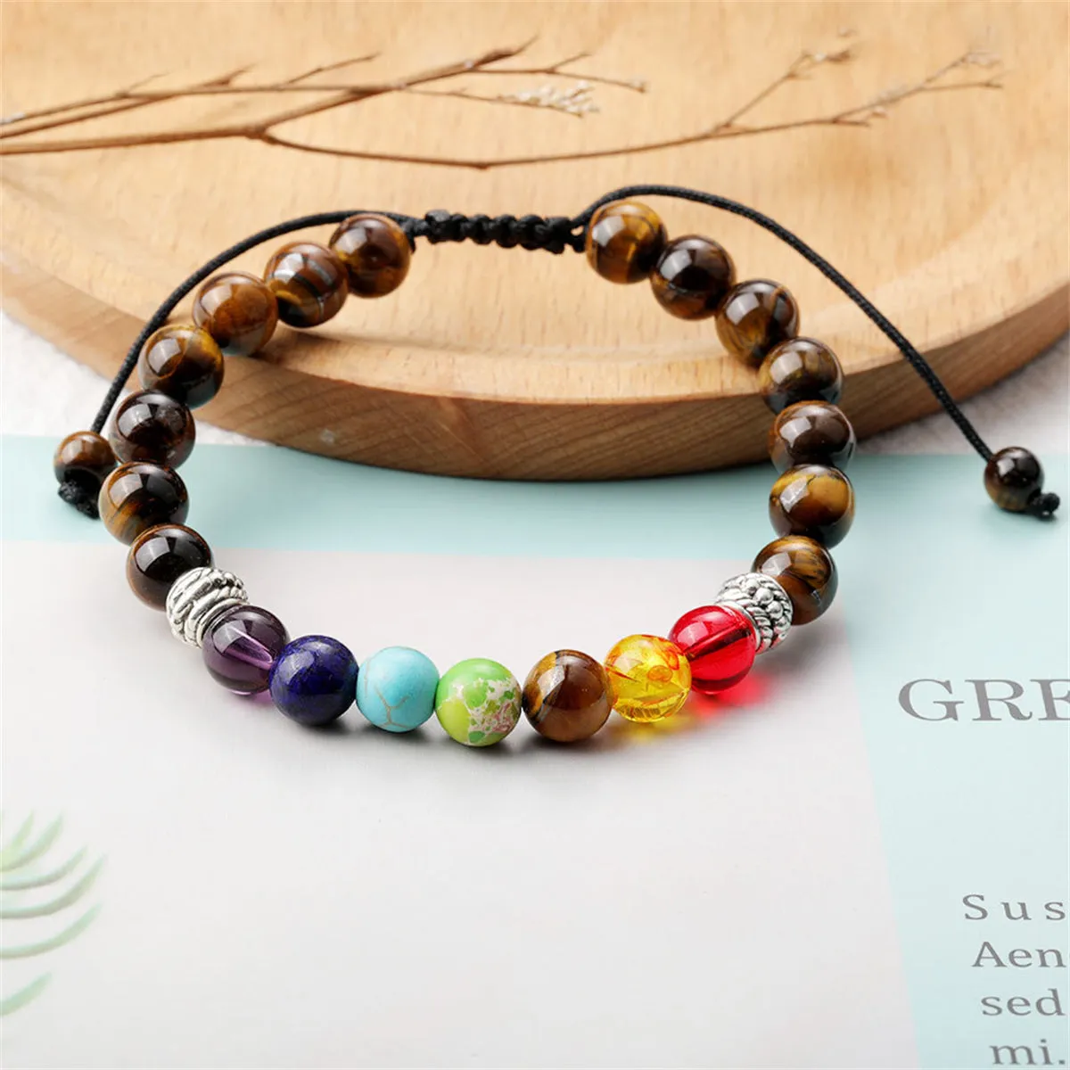 Quartz & Silver-Plated Adjustable Beaded Bracelet