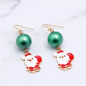 Red Enamel & 18K Gold-Plated Beaded Santa Claus Drop Earrings