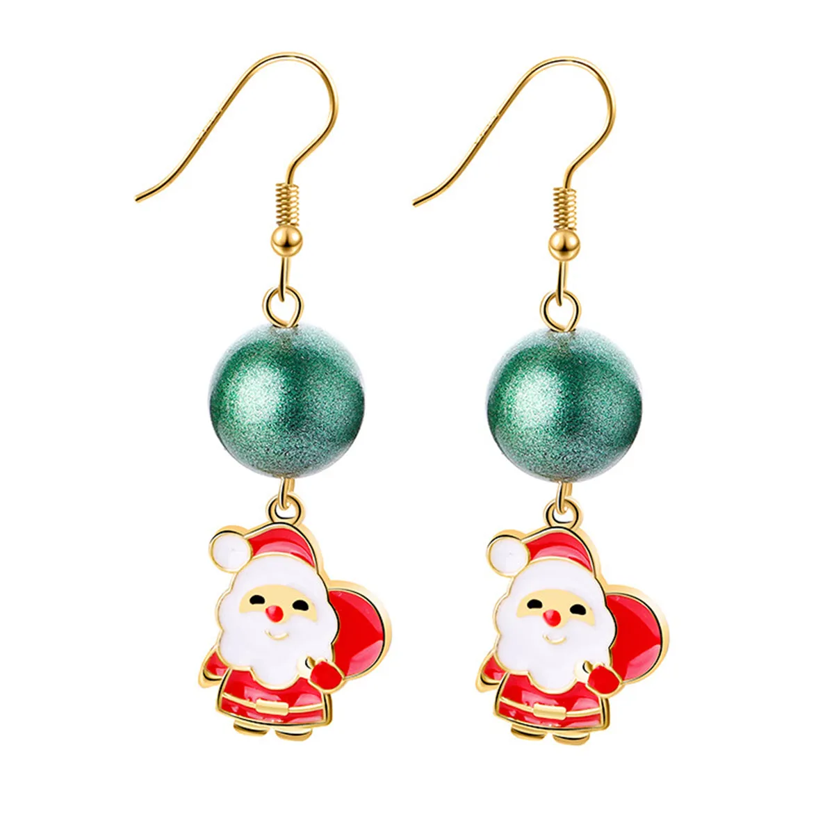 Red Enamel & 18K Gold-Plated Beaded Santa Claus Drop Earrings
