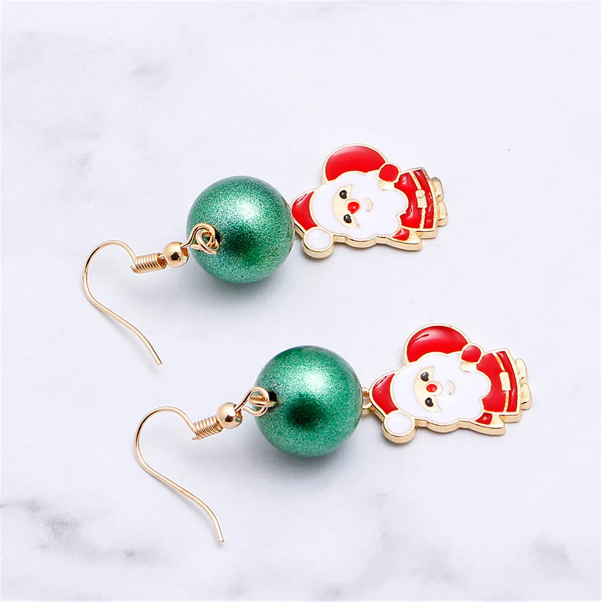 Red Enamel & 18K Gold-Plated Beaded Santa Claus Drop Earrings