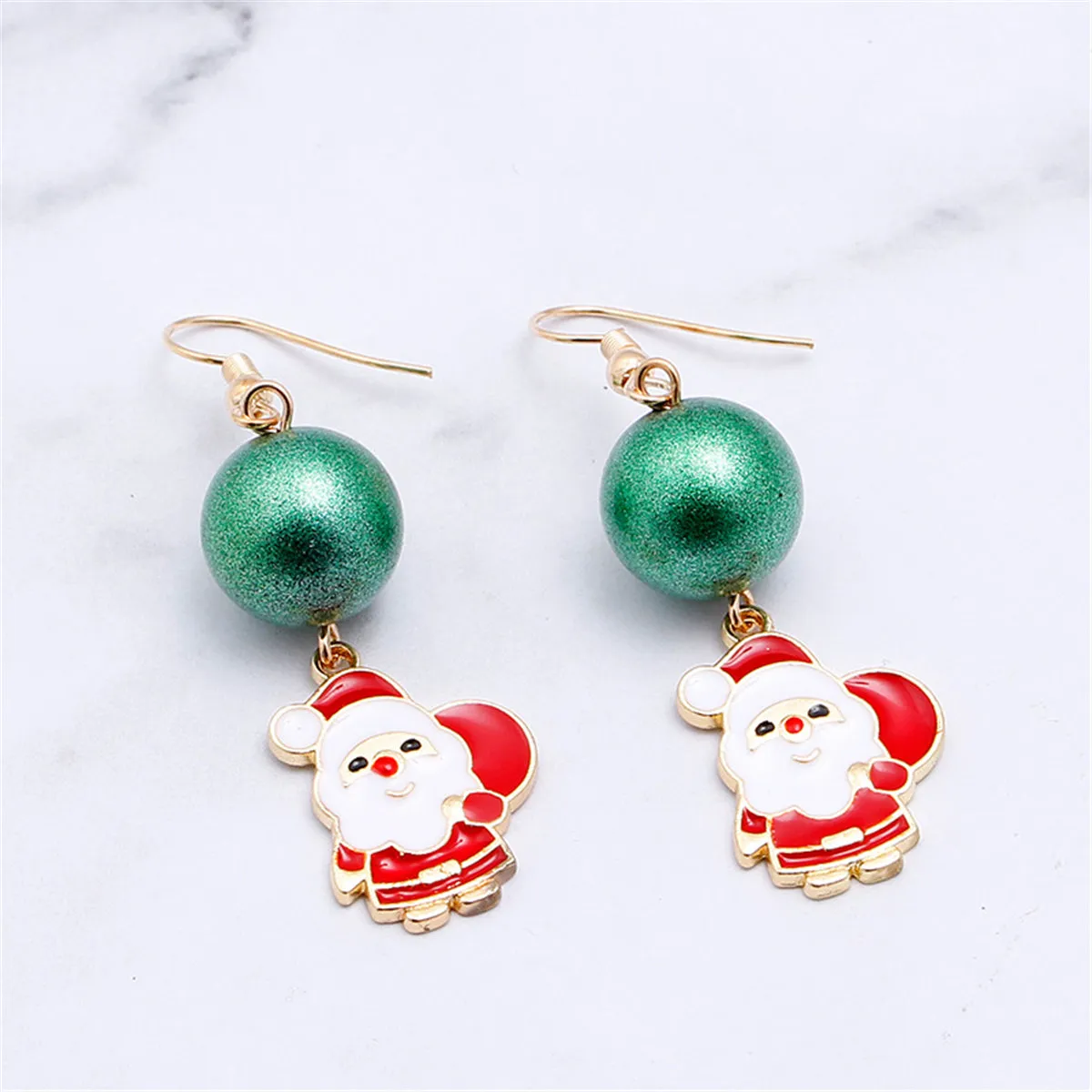 Red Enamel & 18K Gold-Plated Beaded Santa Claus Drop Earrings