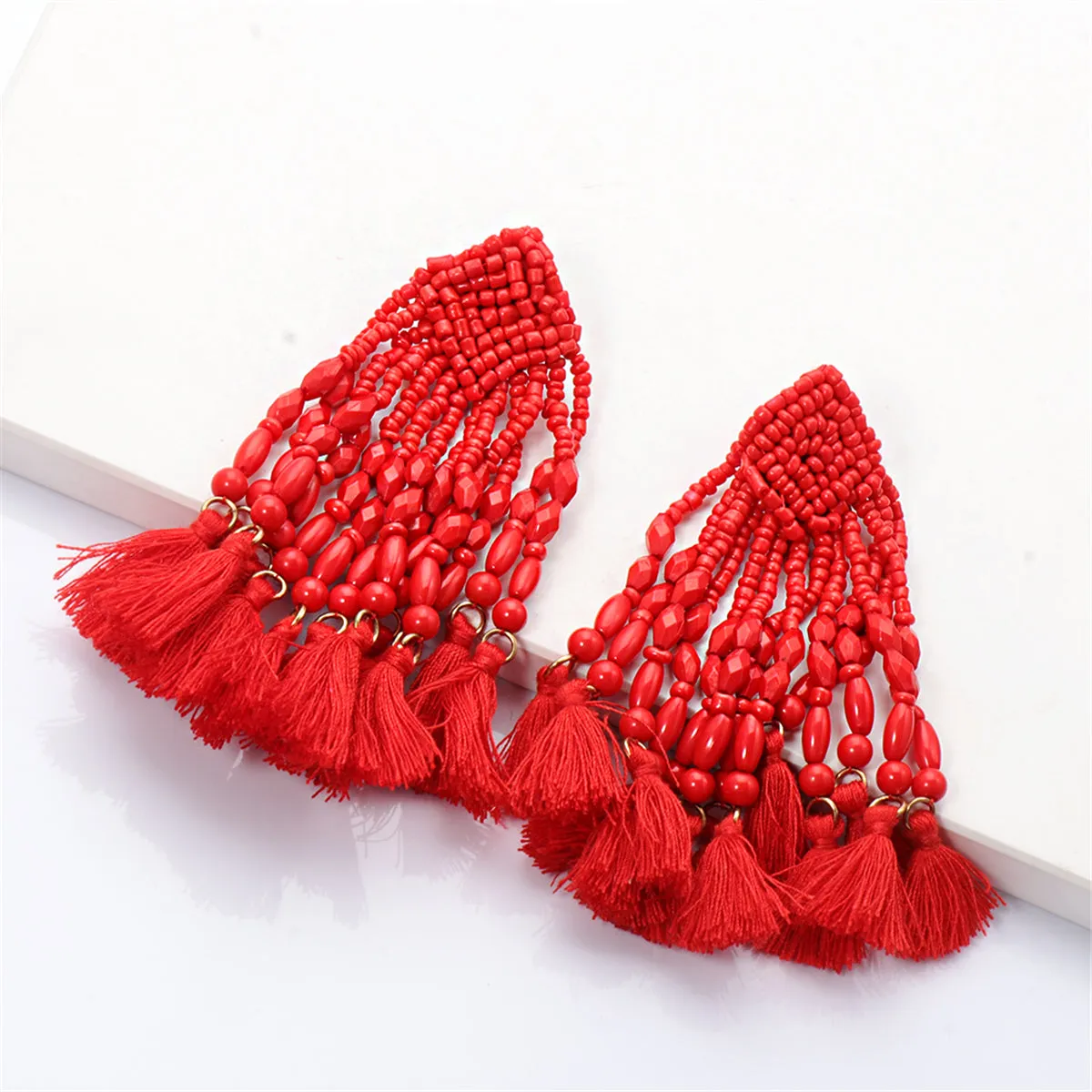 Red Howlite & Polyster 18K Gold-Plated Beaded Tassel Drop Earrings
