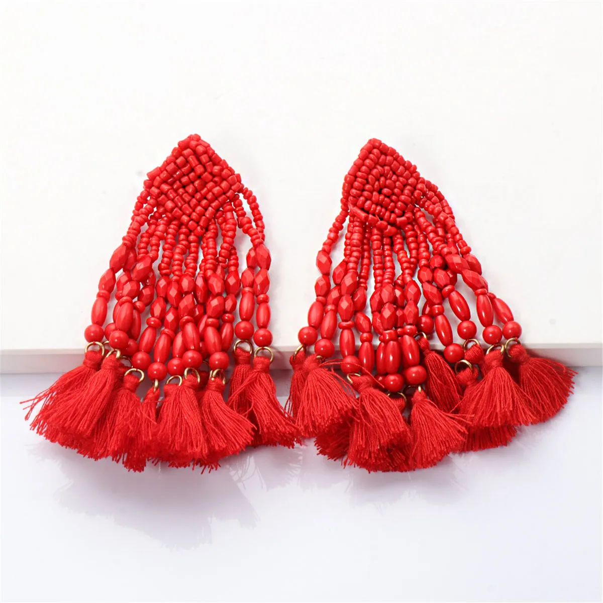 Red Howlite & Polyster 18K Gold-Plated Beaded Tassel Drop Earrings