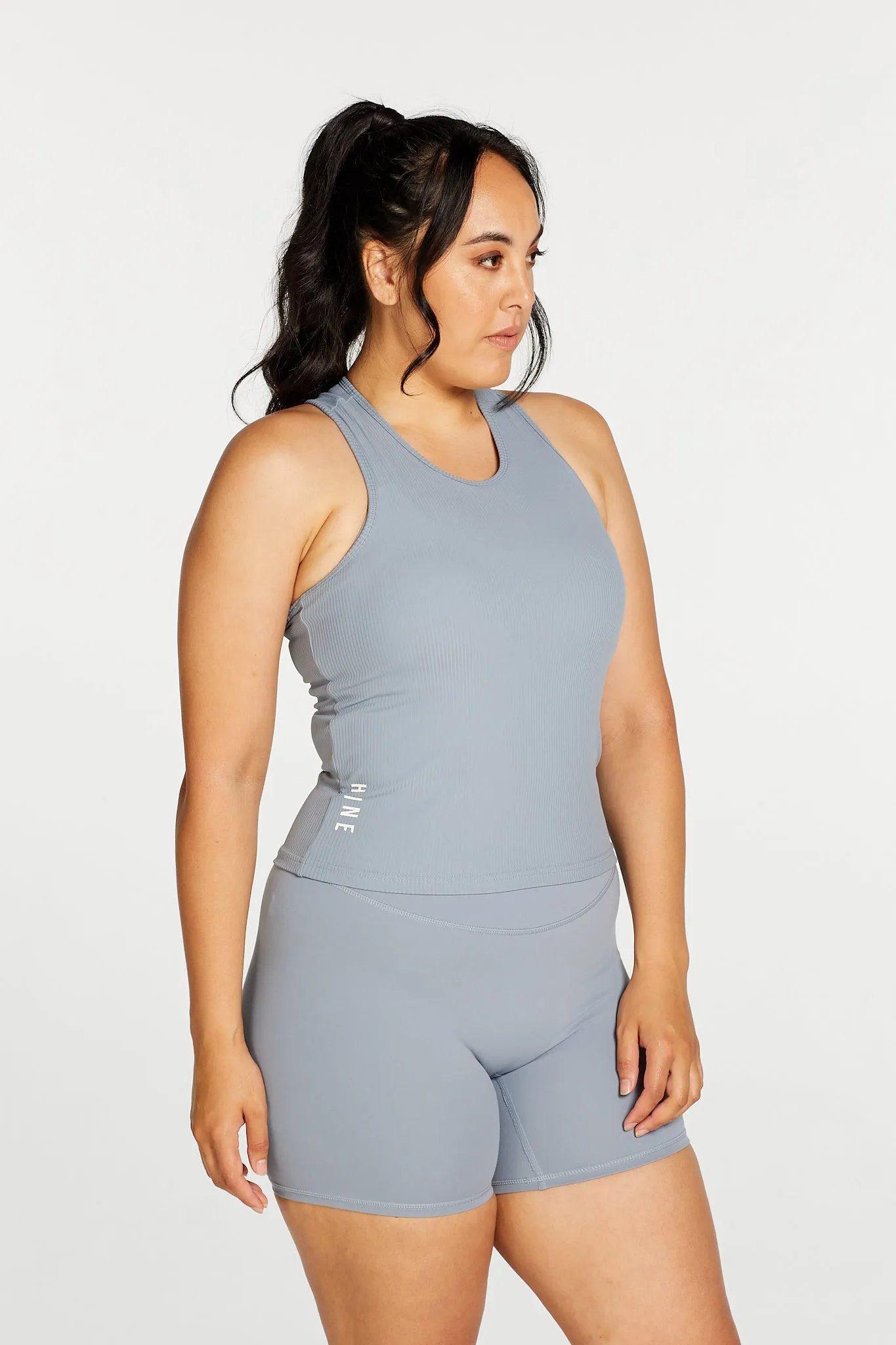 RIB RACERBACK SINGLET DUSTY BLUE