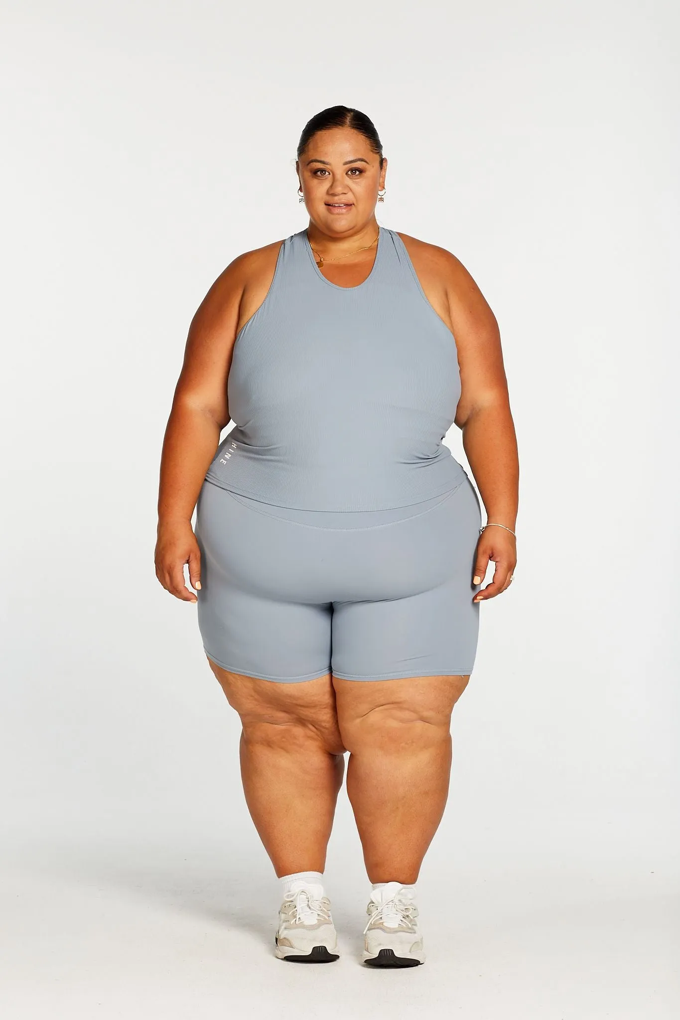 RIB RACERBACK SINGLET DUSTY BLUE