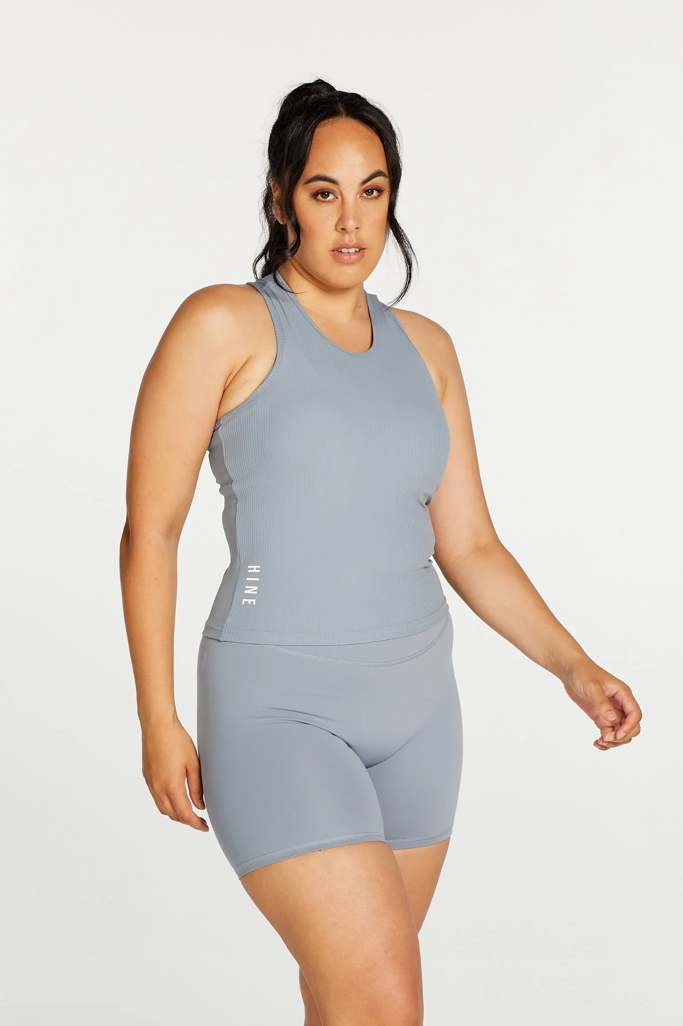 RIB RACERBACK SINGLET DUSTY BLUE