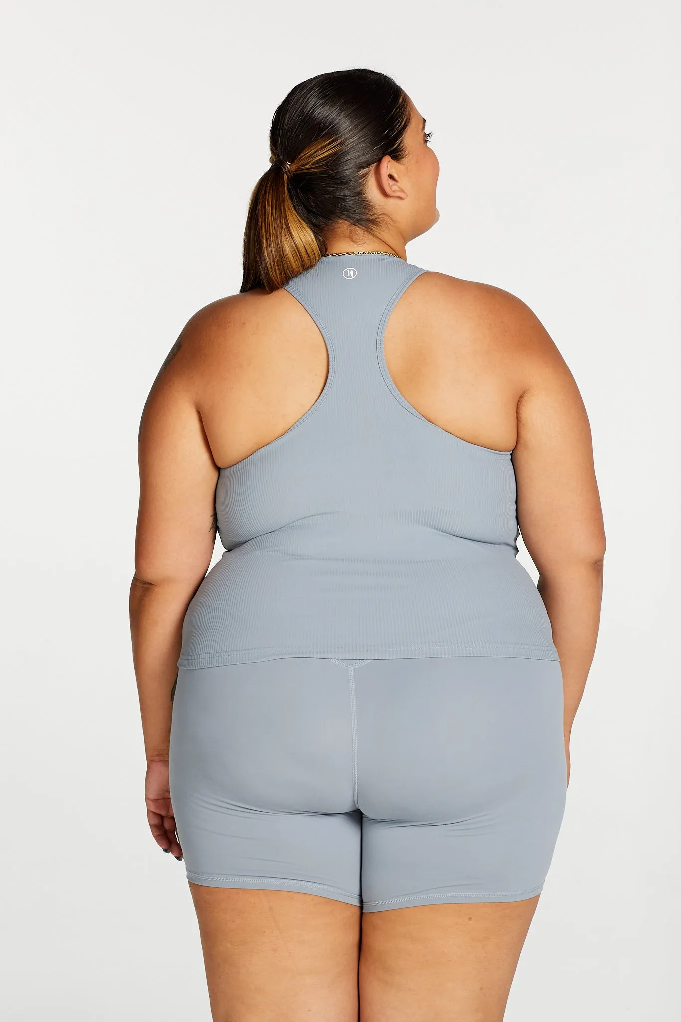 RIB RACERBACK SINGLET DUSTY BLUE