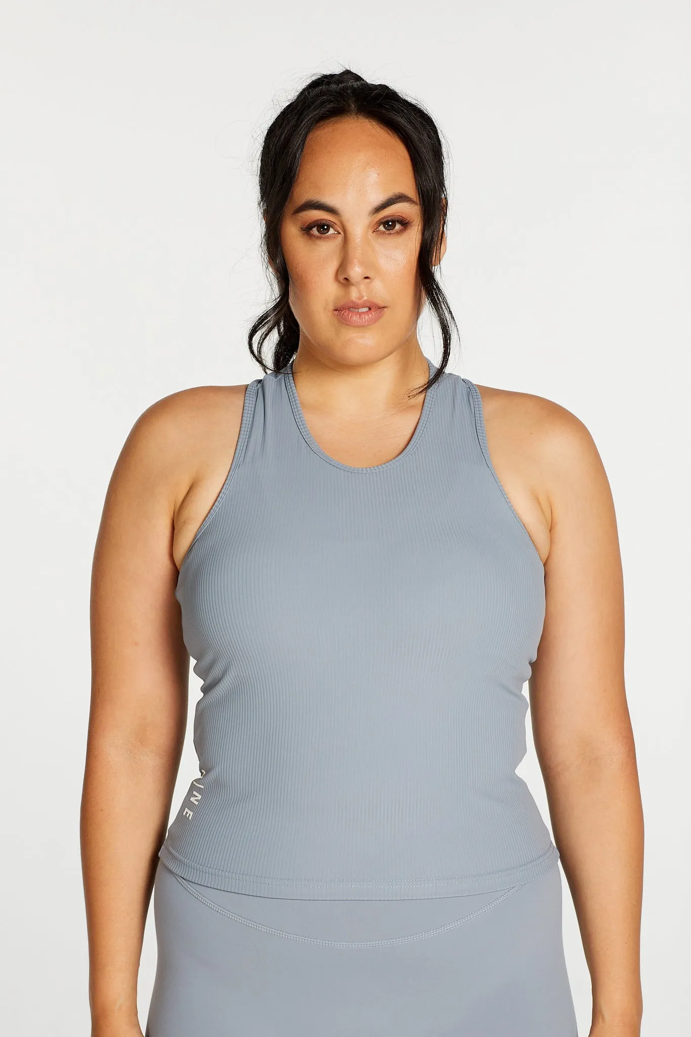 RIB RACERBACK SINGLET DUSTY BLUE