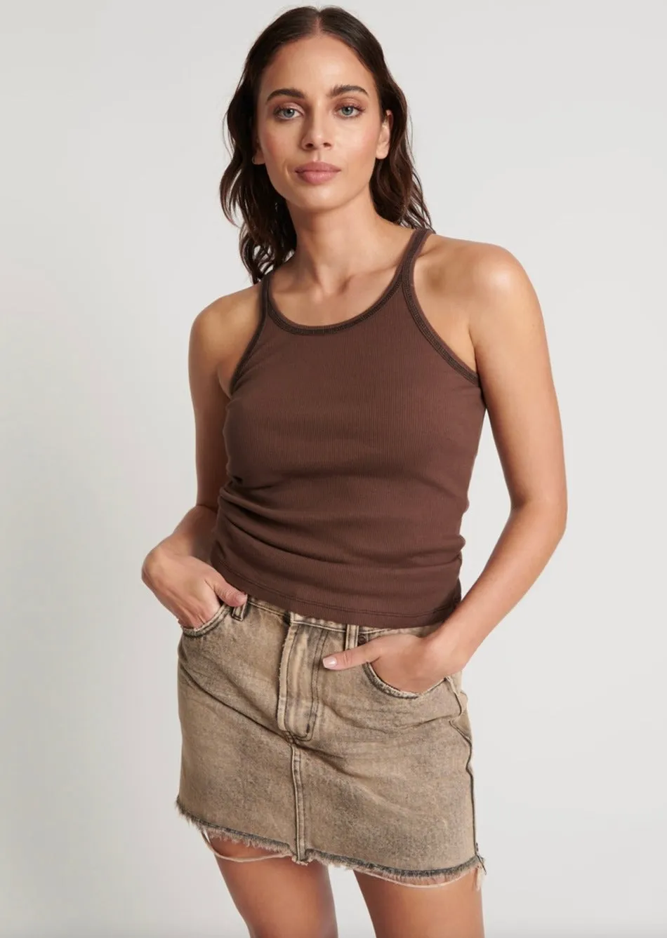 Ribbed Tank Top Cocoa