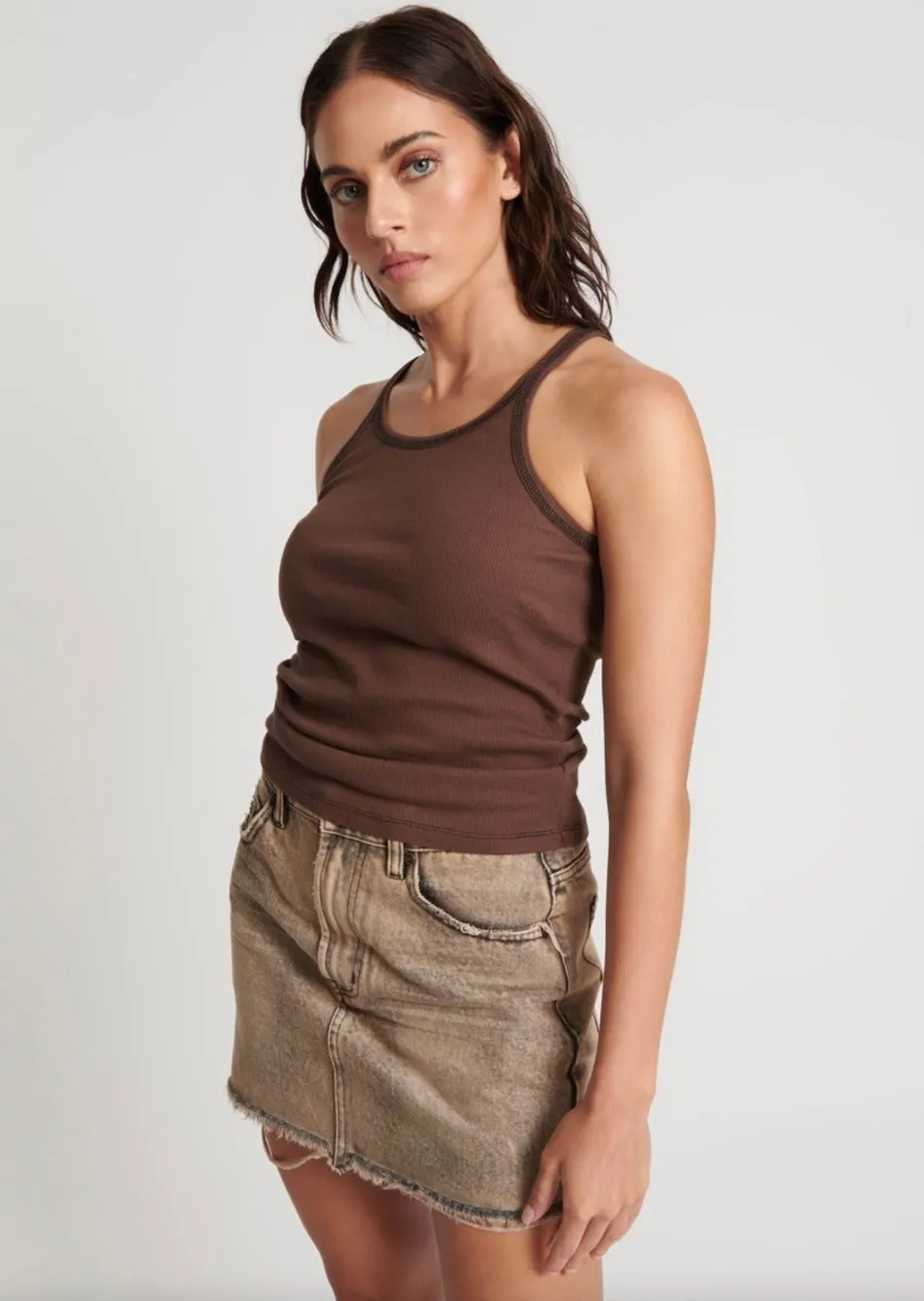 Ribbed Tank Top Cocoa