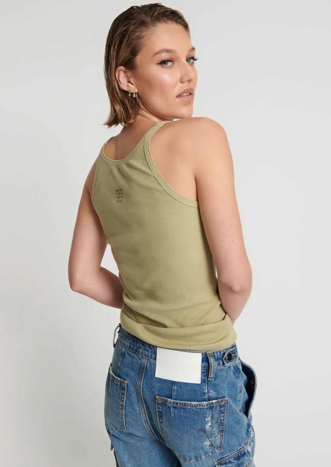 Ribbed Tank Top Sage Green