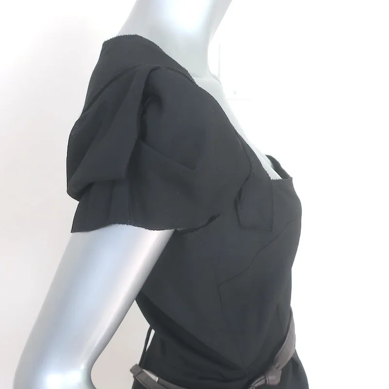 Roland Mouret Galaxy Belted Midi Dress Black Wool-Blend Size US 6