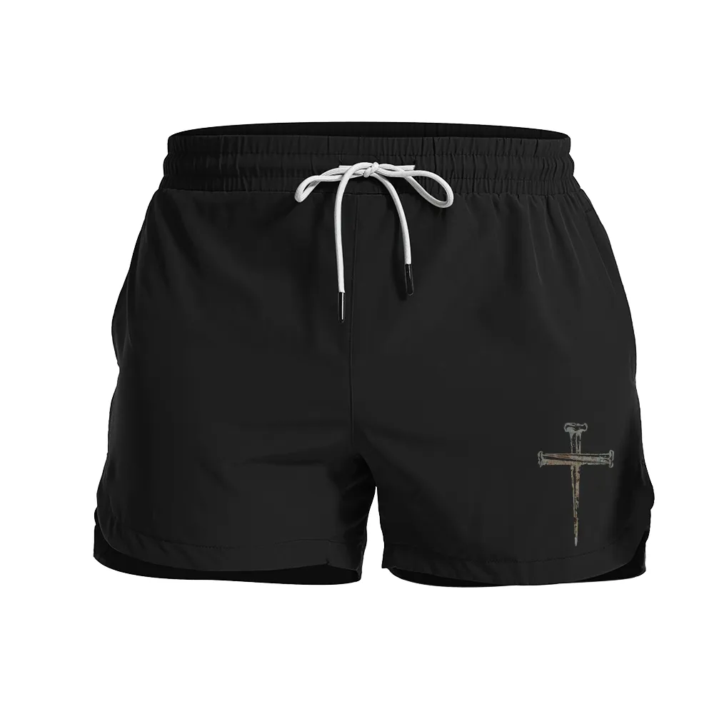 Rust Cross Graphic Shorts