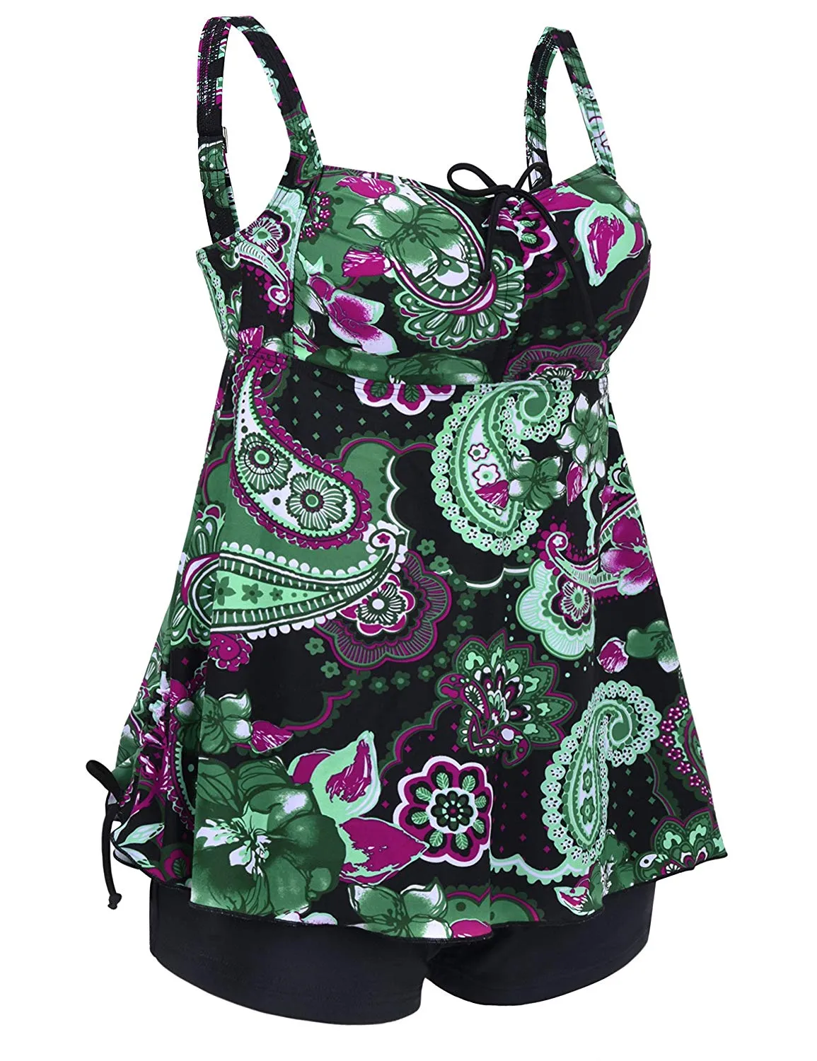 Septangle Women's Plus Size Bathing Suits Paisley Print Two Piece Swimsuit