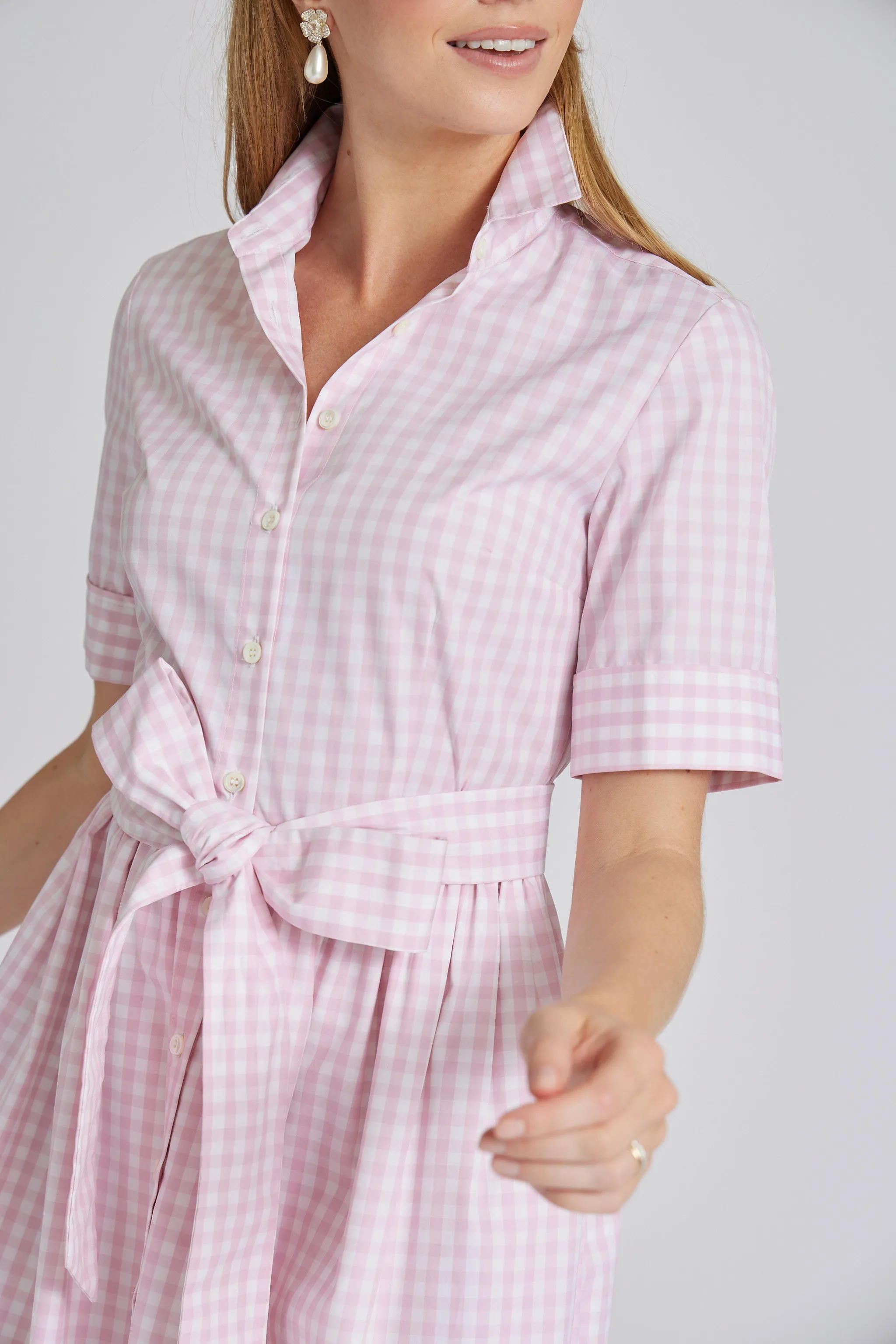 Short Coupe Dress in Pink Gingham
