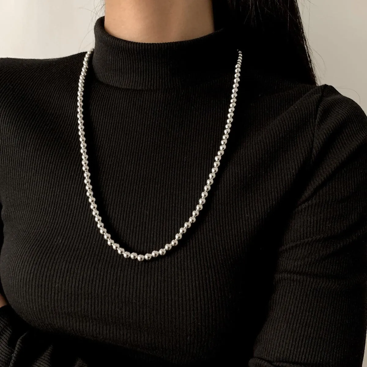 Silver-Plated Beaded Necklace
